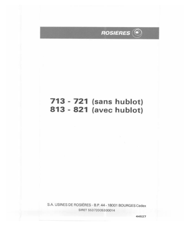 Manuel du propriétaire | ROSIERES 721 Manuel utilisateur | Fixfr