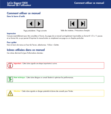 Manuel du propriétaire | LaCie BIGGEST F800 Manuel utilisateur | Fixfr