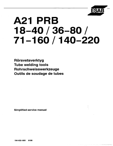 PRB 71-160 | A21 PRB 71-160 | A21PRB 140-220 | A21 PRB 36-80 | PRB 36-80 | ESAB PRB 140-220 - A21 PRB 18-40 Manuel utilisateur | Fixfr