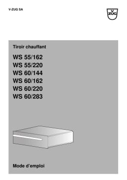 V-ZUG 952 Warming drawer WS 60 Export Manuel utilisateur