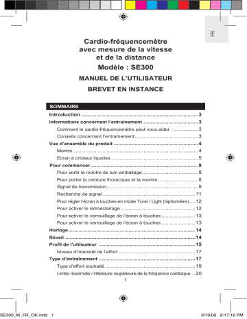 Manuel du propriétaire | Oregon Scientific MONTRE CARDIO VITESSE ET DISTANCE Manuel utilisateur | Fixfr