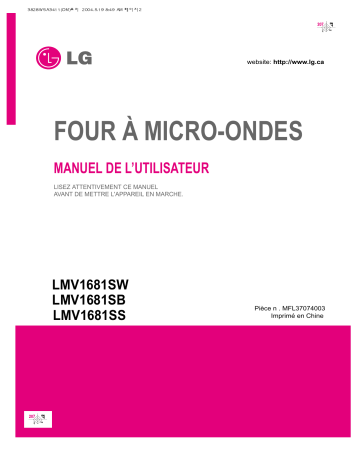 LMV1681SB | LMV1681SW | LG LMV1681SS Manuel du propriétaire | Fixfr