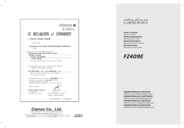 Manuel du propriétaire | Clarion FZ409E Manuel utilisateur | Fixfr