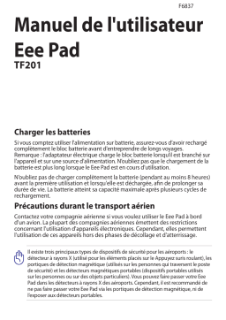 Asus Eee Pad Transformer Prime TF201 Manuel utilisateur