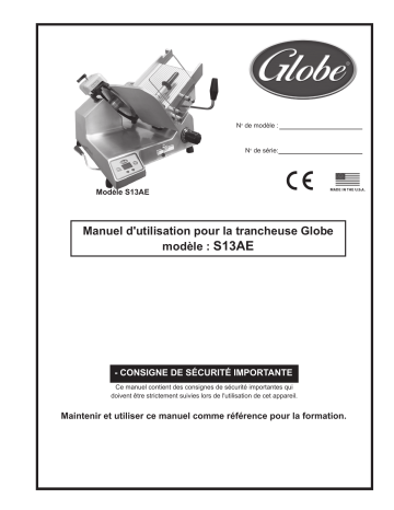 Globe S13AE Slicer Manuel du propriétaire | Fixfr