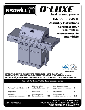 Nexgrill 720-0958AE grill Manuel utilisateur | Fixfr