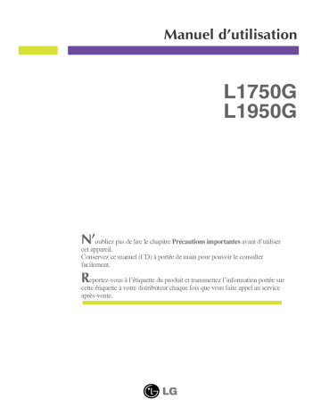 Manuel du propriétaire | LG L1750G-SN Manuel utilisateur | Fixfr