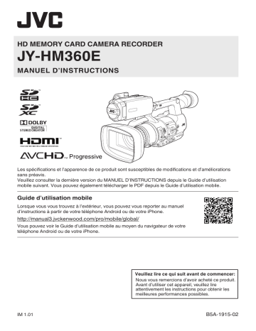 Manuel du propriétaire | JVC JY-HM360EJY-HM360 Manuel utilisateur | Fixfr