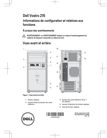 Dell Vostro 270 desktop Guide de démarrage rapide | Fixfr