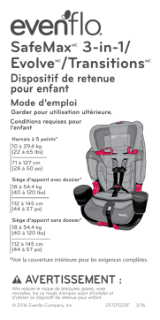 Evenflo SafeMax 3-in-1 Evolve™/Transitions Car Seat Manuel utilisateur