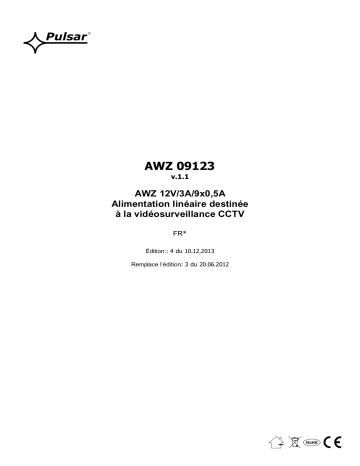 Mode d'emploi | Pulsar AWZ09123 - v1.1 Manuel utilisateur | Fixfr