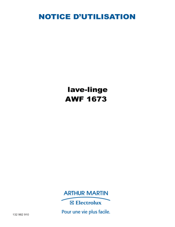 Manuel du propriétaire | Arthur Martin-Electrolux AWF 1673 Lave-linge Manuel utilisateur | Fixfr
