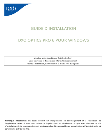 Mode d'emploi | DxO Optics Pro v6 windows Manuel utilisateur | Fixfr