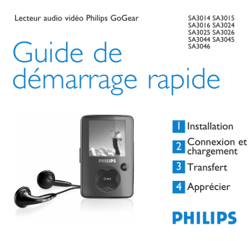 SA3015 | SA3016 | SA3044 | SA3045 | SA3014 | SA3046 | SA3025 | SA3045/02 | SA3024 | SA3025/02 | Guide de démarrage rapide | Philips SA3026 Manuel utilisateur | Fixfr