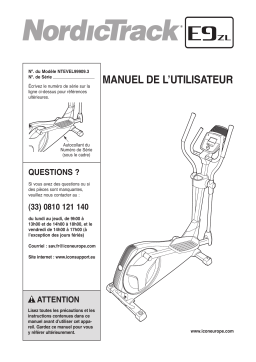 NordicTrack E9 Zl Elliptical Manuel utilisateur