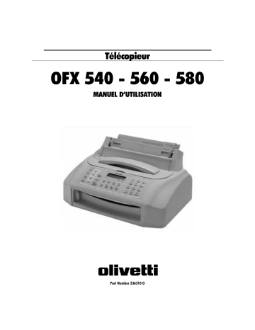 Manuel du propriétaire | Olivetti OFX 580 Manuel utilisateur | Fixfr