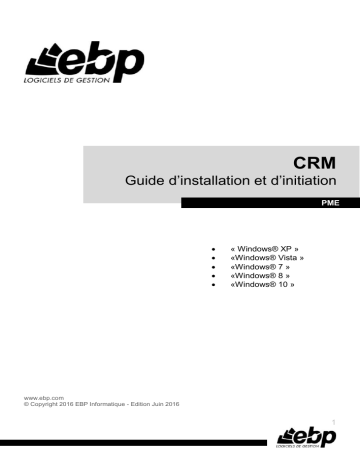 EBP CRM PME 2017 Manuel utilisateur | Fixfr