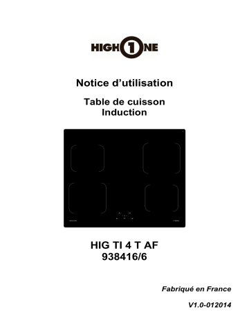 Manuel du propriétaire | High One HIG TI4T AF Table de cuisson Manuel utilisateur | Fixfr