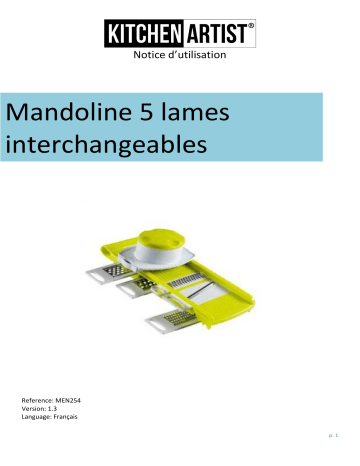 Manuel du propriétaire | Kitchen Artist MEN254 Mandoline Manuel utilisateur | Fixfr