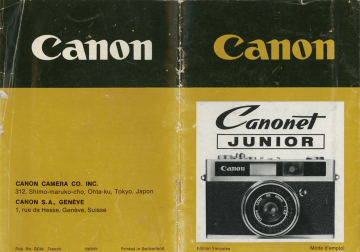Canon Canonet Junior Mode d'emploi | Fixfr