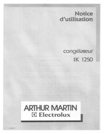 ARTHUR MARTIN ELECTROLUX IK1250 Manuel utilisateur | Fixfr