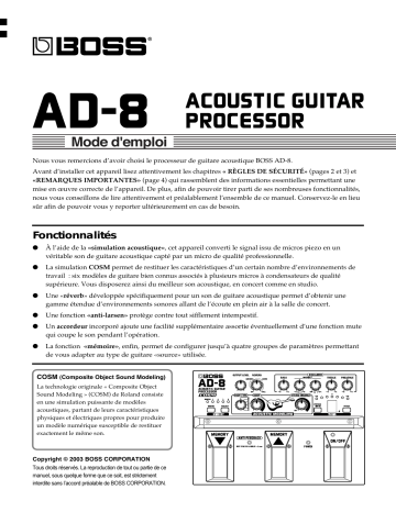 Manuel du propriétaire | Boss AD-8 Manuel utilisateur | Fixfr