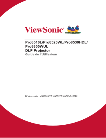 PRO8510L | Pro8530HDL-S | PRO8510L-S | ViewSonic PRO8800WUL-S PROJECTOR Mode d'emploi | Fixfr