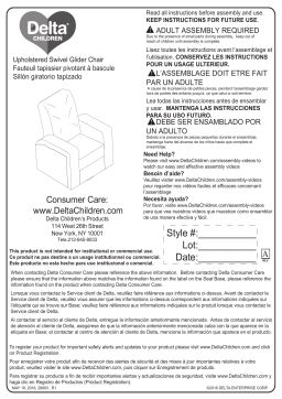 Delta Children Gateway Nursery Glider Swivel Rocker Chair Manuel utilisateur