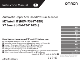 Omron Healthcare HEM-7361T-EBK M7 Intelli IT Blood Pressure Monitor Manuel utilisateur