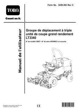 Toro LT3340 Heavy-Duty Triple Turf Mower Traction Unit Riding Product Manuel utilisateur