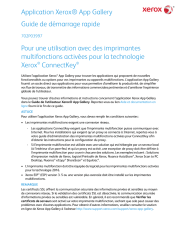 ConnectKey Apps | Xerox App Gallery Guide d'installation | Fixfr
