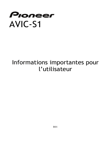 Manuel du propriétaire | Pioneer avic-s1 Manuel utilisateur | Fixfr