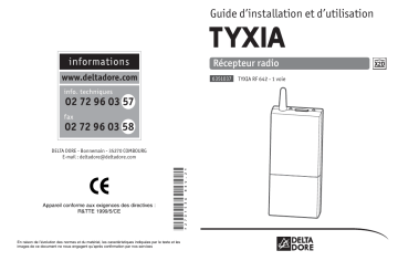 Manuel du propriétaire | DELTA DORE TYXIA RF 642-1 VOIE Manuel utilisateur | Fixfr