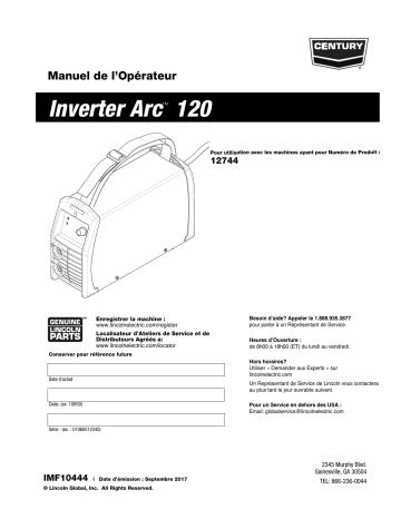 Century K2789-2 Inverter Arc 120 Stick Welder 12744 Manuel utilisateur | Fixfr