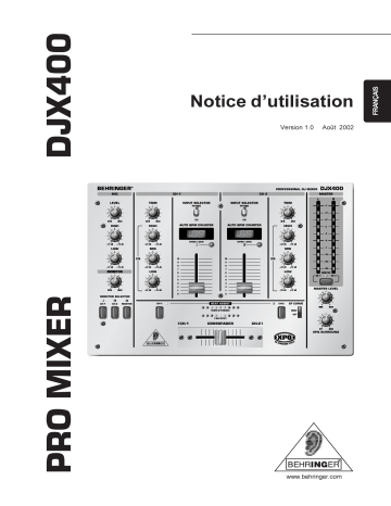 Manuel du propriétaire | Behringer DJX400 Manuel utilisateur | Fixfr