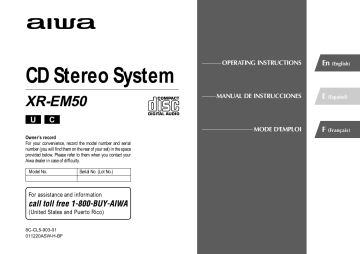 Manuel du propriétaire | Aiwa XR-EM50 Manuel utilisateur | Fixfr