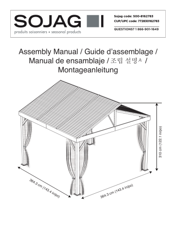 500-8162783 | Mode d'emploi | Sojag 12 ft. D x 12 ft. W South Beach II Aluminum Gazebo with Corrosion-Resistant, Galvanized Steel Roof Panels Manuel utilisateur | Fixfr