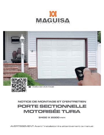 Castorama Porte de garage sectionnelle motorisée Turia blanc - L.240 x h.200 cm Manuel utilisateur | Fixfr