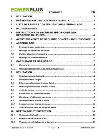 Manuel du propriétaire | Powerplus POW60476 Manuel utilisateur | Fixfr
