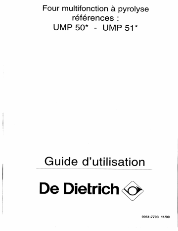 Manuel du propriétaire | De Dietrich UMP504E1 Manuel utilisateur | Fixfr
