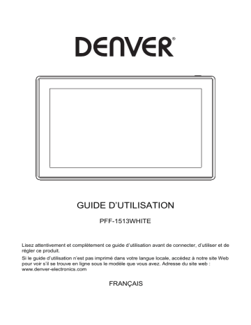 Denver PFF-1513WHITE 15.6” FULL HD digital Wi-Fi photoframe Manuel utilisateur | Fixfr
