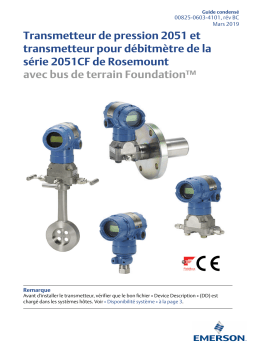 Rosemount 2051 Transmetteur de pression et transmetteur pour débitmètre de la série 2051CF Manuel utilisateur