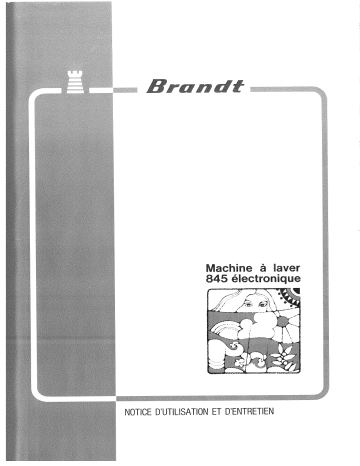 Manuel du propriétaire | Brandt 845 Manuel utilisateur | Fixfr