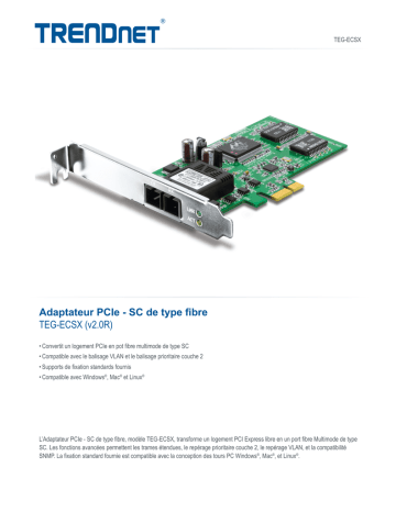 Trendnet TEG-ECSX SC-Type Fiber PCIe Adapter Fiche technique | Fixfr