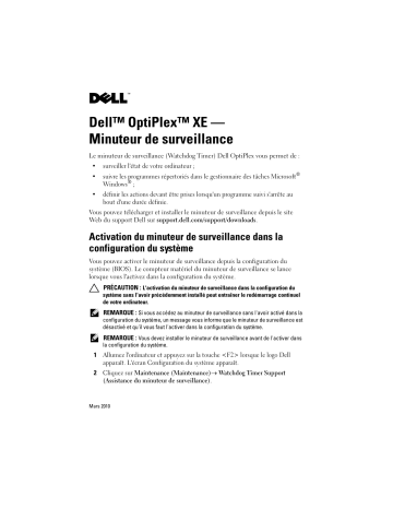 Dell OptiPlex XE desktop Manuel utilisateur | Fixfr