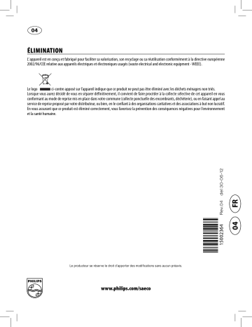 Manuel du propriétaire | Philips-Saeco HD8838 Syntia Manuel utilisateur | Fixfr