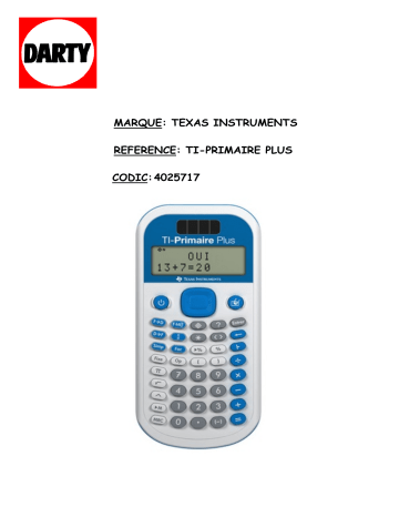 Manuel du propriétaire | Texas Instruments TI PRIMAIRE Manuel utilisateur | Fixfr