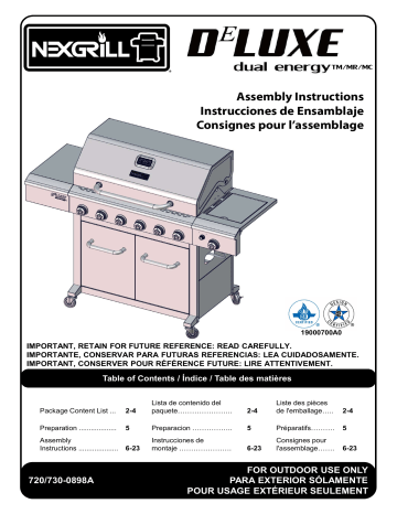 Manuel du propriétaire | Nexgrill 720-0898A Home Depot Manuel utilisateur | Fixfr