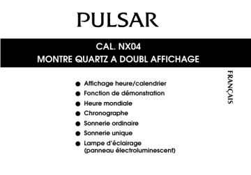 Mode d'emploi | Pulsar NX04 Manuel utilisateur | Fixfr