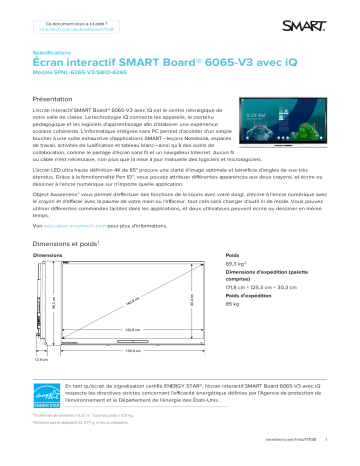 SMART Technologies Board 6000 and 6000 Pro spécification | Fixfr